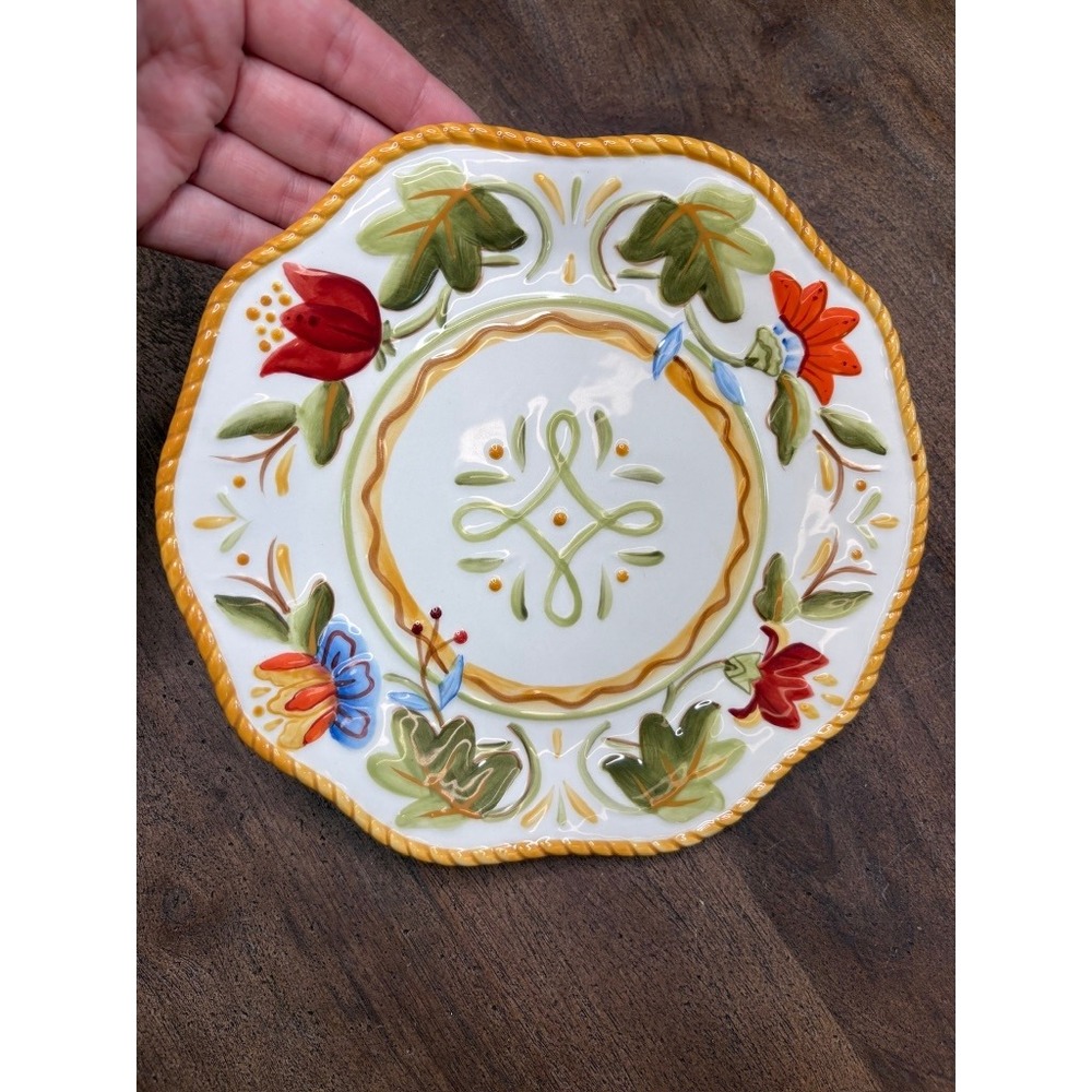 Fitz and Floyd Garden Medley Plate Floral Hand Crafted Dishwasher Safe - Picture 2 of 8